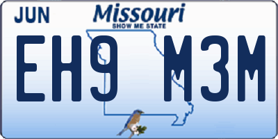 MO license plate EH9M3M