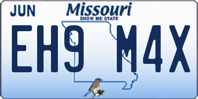 MO license plate EH9M4X