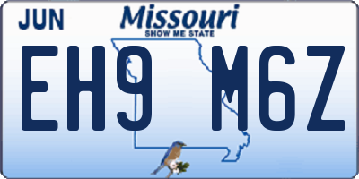 MO license plate EH9M6Z