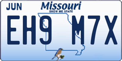 MO license plate EH9M7X