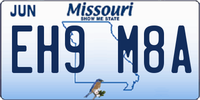 MO license plate EH9M8A