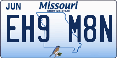 MO license plate EH9M8N