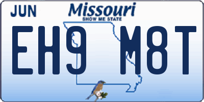 MO license plate EH9M8T