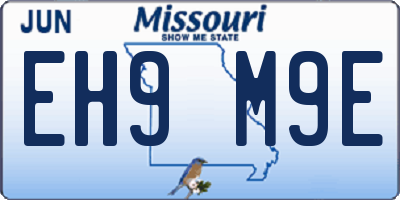 MO license plate EH9M9E