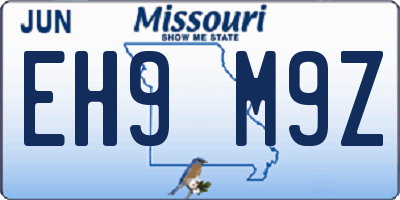 MO license plate EH9M9Z