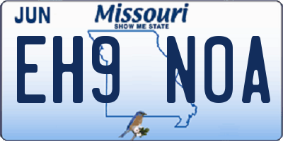 MO license plate EH9N0A