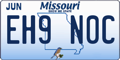 MO license plate EH9N0C