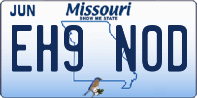 MO license plate EH9N0D