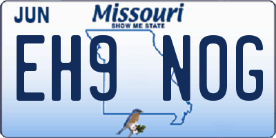 MO license plate EH9N0G