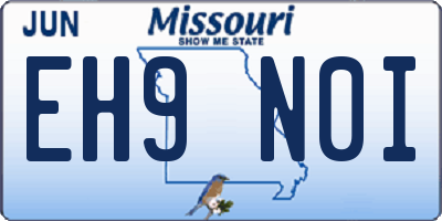 MO license plate EH9N0I