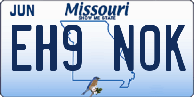 MO license plate EH9N0K