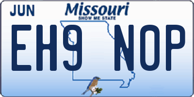 MO license plate EH9N0P