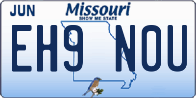 MO license plate EH9N0U