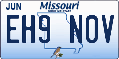 MO license plate EH9N0V