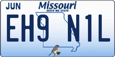 MO license plate EH9N1L