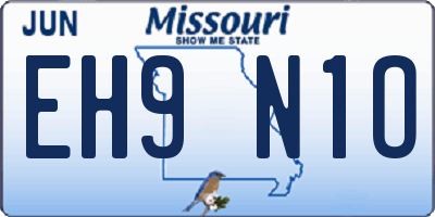 MO license plate EH9N1O