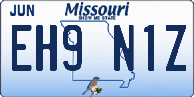 MO license plate EH9N1Z