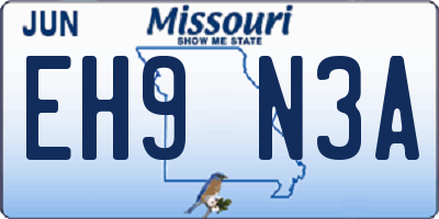 MO license plate EH9N3A