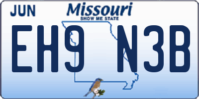 MO license plate EH9N3B