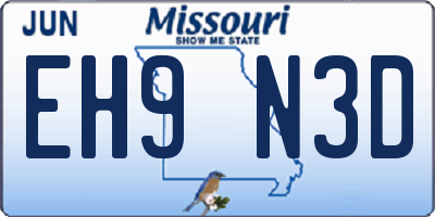 MO license plate EH9N3D