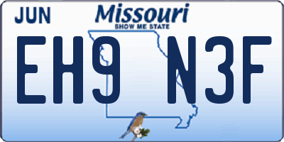 MO license plate EH9N3F