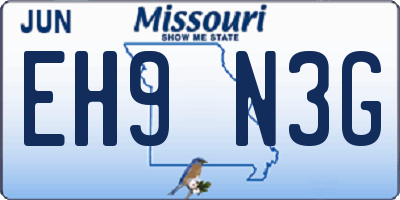 MO license plate EH9N3G