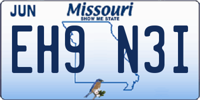 MO license plate EH9N3I