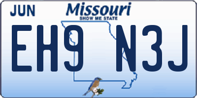 MO license plate EH9N3J