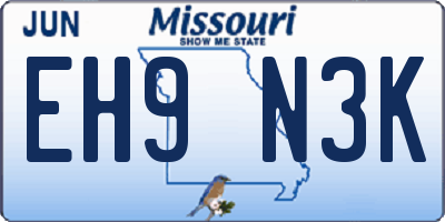 MO license plate EH9N3K