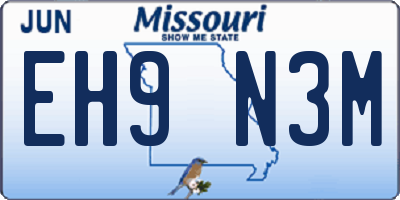 MO license plate EH9N3M