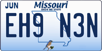 MO license plate EH9N3N