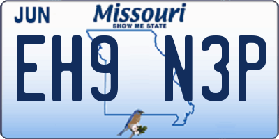 MO license plate EH9N3P