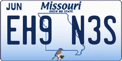 MO license plate EH9N3S