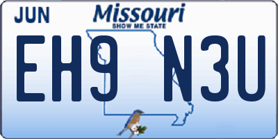 MO license plate EH9N3U