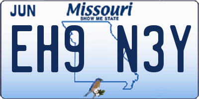 MO license plate EH9N3Y