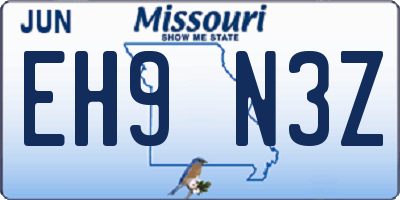 MO license plate EH9N3Z