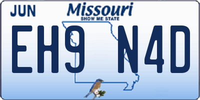 MO license plate EH9N4D