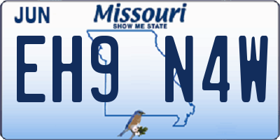 MO license plate EH9N4W