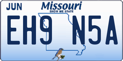 MO license plate EH9N5A