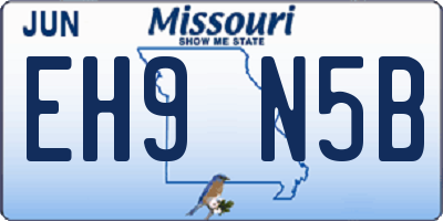 MO license plate EH9N5B