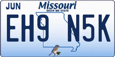 MO license plate EH9N5K