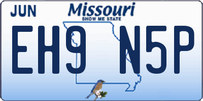 MO license plate EH9N5P