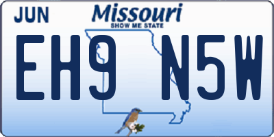 MO license plate EH9N5W