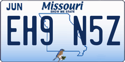 MO license plate EH9N5Z