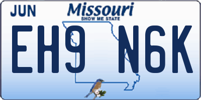 MO license plate EH9N6K