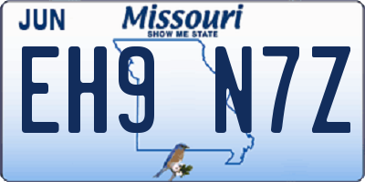 MO license plate EH9N7Z