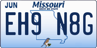 MO license plate EH9N8G
