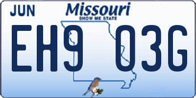 MO license plate EH9O3G