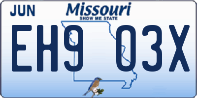 MO license plate EH9O3X