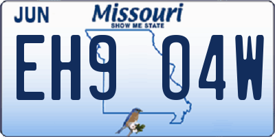 MO license plate EH9O4W